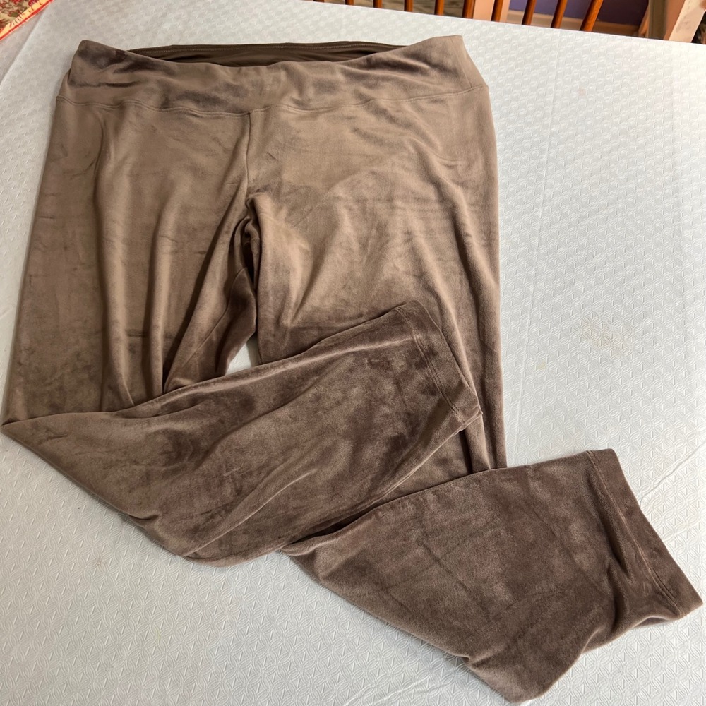 Pure J Jill Brown Velour Ankle Leggings Womens 3X Elastic Waist Cozy Minimalist